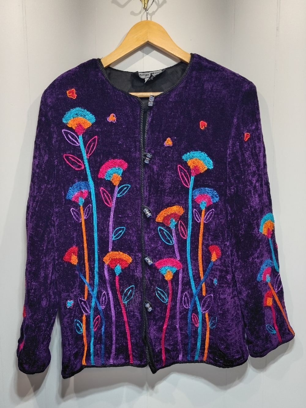 Indigo Moon Velvet Chenille Embroidered Jacket M Dopamine Dressing Whimsygoth